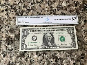 �_���l1927-G* 2001 $1 �V�J�S �X�^�[�m�[�g USG Superb Gem Unc 67