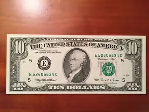 1995 A $10 b`h (E) Fed Res Note Fr 2032-E Ζ - E52605634C