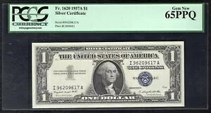 FR�B 1620 1957-A $1 �V���o�[�ؖ������� PCGS ��Ζ�����-65PPQ