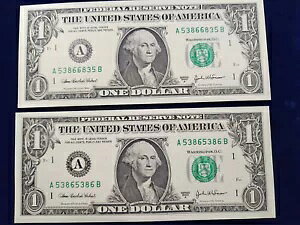 ?? 2003 $1.00 A-B ブロック ファンシー "5386" レーダー & リピーター ノート セット クリスプ UNC