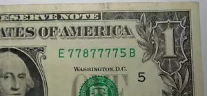 ファンシー シリアル番号 77877775 $1 Note 6 of a Kind!ラッキー7!トライナリー 98.6% V クール