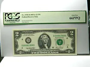 FR�B 1938-D 2003-A $2 FW FRN �A�M������s���� PCGS UNC-66PPQ
