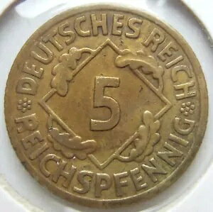 �R�C�� ���C�}�[�����a�� 5 Reichspfennig 1926 F ���ɍׂ���/���ɍׂ���