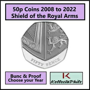 50p �V�[���h 50 �y���X �R�C�� 2008 �N���� 2022 �N�܂ł� BUNC �܂��� PROOF (�N���Z�b�g����擾)