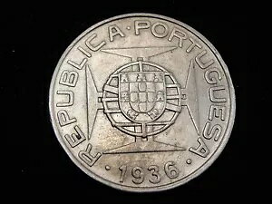 1936 モザンビーク 10 エスクード銀貨 AU Km #67 に見えます