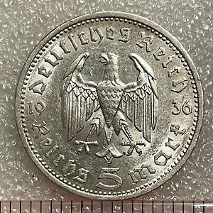 1936 �h�C�c (��O�鍑) �V���o�[ 5 �}�[�N �R�C���A�uPAUL von HINDENBURG�v�t���[ S/H