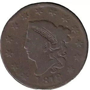 1818年 アメリカ コロネット 1セントコイン