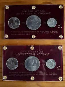 D 造幣局 3 コイン 米国建国 200 周年 1776-1976 貨幣セット 2 個のロット