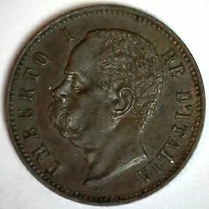 1897 R イタリア 銅 2 チェンテシミ コイン 未流通 ウンベルト 1 世 定規 素敵なコイン