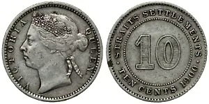 Straits Settlements 1900 10 Zg rNgA KM# 11 E