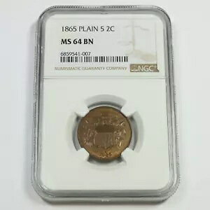1865 NGC MS64 BN - v[ 5 - 2 Zg s[X - 2c US RC #48223A