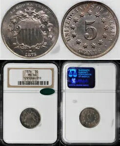 1876 5c V[h jbP NGC  CAC MS 64