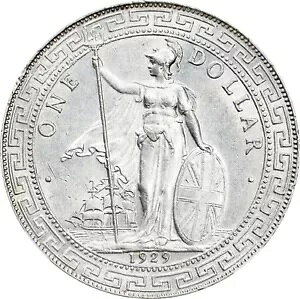 イギリス: ジョージ 5 世貿易ドル 1929-B、NGC MS-62、ボンベイ造幣局。魅力的!