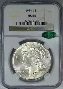 1924 $1 NGC / CAC MS64 PEACE ~ ���A���e�B-6 �i�� ~ VAM-1AW �s�b�g�t�� OBV-7!