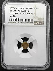 1853�N���t �J���t�H���j�A �S�[���h �C���f�B�A�� ���[�X #5 10��16�� �X�^�[ 9.5mm NGC MS-66!!