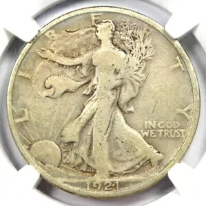 1921-D �E�H�[�L���O ���o�e�B �n�[�t�_���[ 50C �R�C�� - �F�� NGC VG10 - �󏭂ȓ��t!