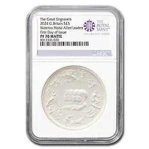 2024 年 イギリス ウォータールー メダル 2 オンス AG マット PF-70 NGC FDI