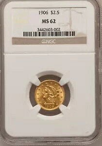 1906 ���o�e�B �w�b�h �N�H�[�^�[ �C�[�O�� $2.5 �S�[���h NGC MS62