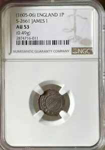 NGC AU53 1605-6 James I Penny�A�� 2 �ݕ��AMM ���[�Y�A�C���O�����h�AS-2661