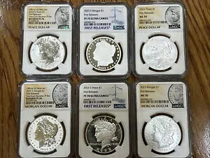 2023 6pc ���[�K�� �s�[�X �V���o�[ �_���[ �Z�b�g NGC MS70/PF70/REV PF70 ���񃊃��[�X