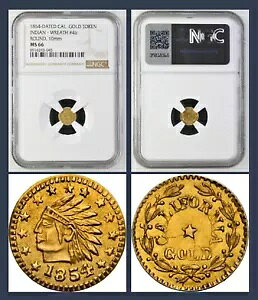 HR5 1854 �J���t�H���j�A �S�[���h �g�[�N�� 1/4 - ���[�X 4b / NGC MS66 POP 8/10 - �S�[���h ���b�V��