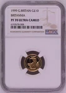 NGC PF70 イギリス イギリス 1999 ブリタニア 金貨 1/10オンス 10ポンド