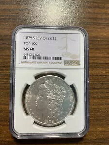 1878-S 1878 ���[�K�� �V���o�[ �_���[�̃��o�[�X NGC �~���g �X�e�[�g 60 MS 60 TOP-100 ���A