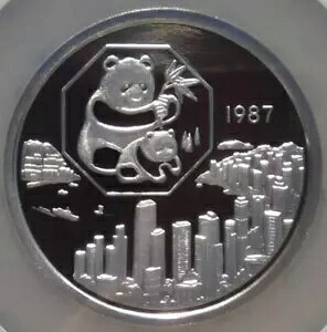 1987 チャイナ シルバー パンダ 香港博覧会 5 オンス プルーフ NGC PF69 ウルトラ カメオ