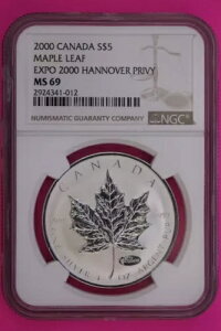 �g�b�v �|�b�v �I�����[ 3 ���m 2000 MS 69 Expo 2000 Hannover Privy Maple Leaf NGC Slab 897