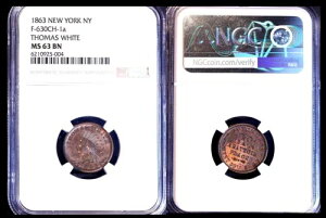 1863 �g�[�N�� F-630CH-1a �J�b�p�[ PE �g�[�}�X �z���C�g MS63BN NGC
