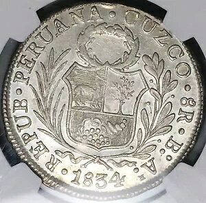 1834 NGC UNC y[ 8 Reales Cuzco-BoAr A X^fBO oeB RC (24052103C)