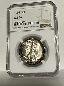 1936 50C �E�H�[�L���O ���o�e�B �n�[�t�_���[ NGC MS66 �g�[�j���O