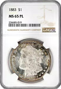 モーガンダラー 1883、NGC MS-65 PL、周辺部の調子が良い!とても魅力的なコインです!