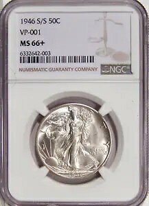1946-S/S 50c NGC MS 66+ VP-001 ~ ���[�|�b�v �E�H�[�L���O ���o�e�B�[ ���h�� RPM �o���G�[�V����