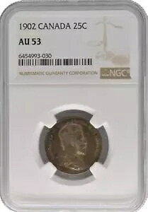 1902 N Ji_ 25 Zg .925 Vo[ RC F NGC AU 53 KM#11 C{[ g[jO