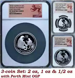 2016 P �I�[�X�g�����A �v���[�t �V���o�[ 3 �R�C�� �Z�b�g ���\�N NGC PF 70 ER