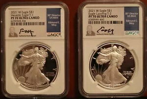 2021-W �^�C�v 1 & 2 �������� �G�h�����h ���C �A�����J�� �V���o�[ �C�[�O�� NGC PF70 �E���g�� �J���I