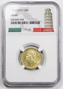 �C�^���A 1882 R 20 ���� ���� ���[�} �~���g �E���x���g I GEM BU NGC MS63 0.1867 AGW