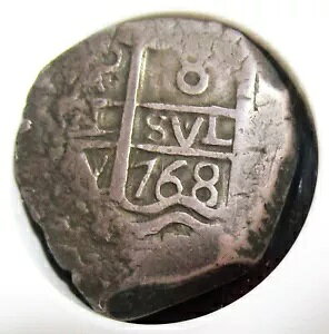 {rA: 1768-P V-Y Vo[ 8 Reales KM-45 NGC VF-25 (26.80gms)B