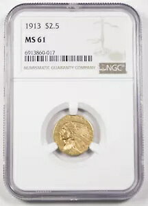1913N $2.5 ($2 1/2) CfBAwbhNH[^[ C[O  NGC MS61 UNC/BU
