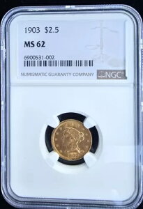 1903-P $2.50 �S�[���h ���o�e�B NGC MS-62 --�����ʕi