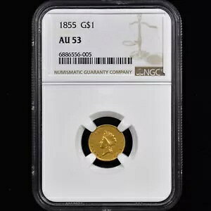 1855 $1 �S�[���h�s�[�X ? NGC AU-53 ? �^�C�v 2 T2 �R�C���I�� �C���f�B�A���w�b�h 005 ?�M���ł���?