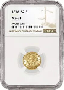 1878 $2.50 ���o�e�B �w�b�h �N�H�[�^�[ �C�[�O�� �S�[���h NGC MS61 �����ʃR�C��