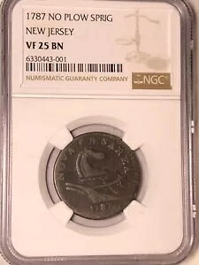 1787 �j���[�W���[�W�[ �R���j�A�� �R�b�p�[ �v���E�Ȃ� �v���E��̃X�v���O NGC VF 25 BN: NJ Copper