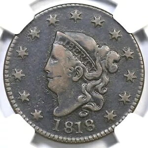 1818 N-2 NGC VF �ڍ׃}�g�����܂��̓R���l�b�g �w�b�h ���[�W �Z���g �R�C�� 1c Ex�B�_���E�z�[���Y