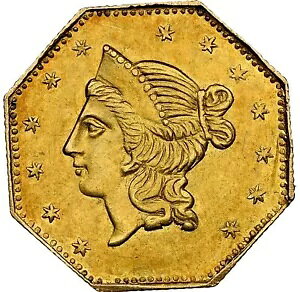 1853 OCTAG LIBERTY California Fractional Gold BG-531 G$1 NGC AU �ڍ� - �N���A...
