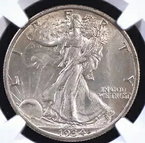 1934�N S �E�H�[�L���O ���o�e�B �n�[�t�_���[ NGC MS 62 �킸���ɊD�F��������������̔����E�F��