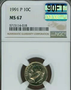 1991 �v���[�Y�x���g �_�C�� NGC MS67 MAC 90FT 2 �Ԗڂɍō����� MAC �X�|�b�g���X $2,500 �t�B�[�g *