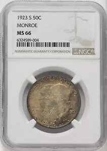 1923 S US �V���o�[�L�O 50C MONROE - NGC MS 66