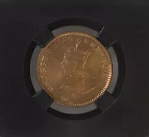 1920 C KG V British India 1/4 Anna BLACK CORE - NGC Graded MS 67 RB